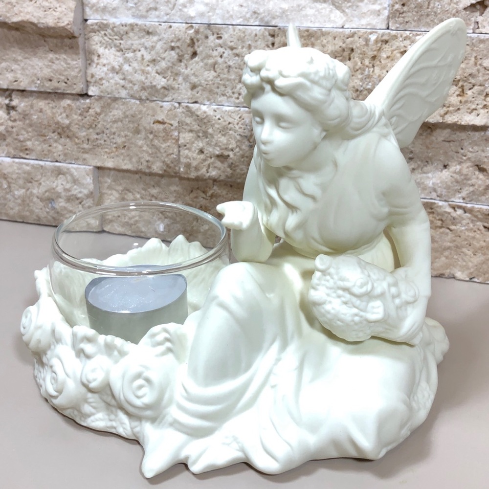 PartyLite Ariana Fairy Ivory Bisque Candle Holder